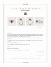 Ruby Ring 1.46 Ct., 14K Yellow Gold Appraisal