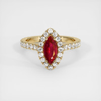 0.57 Ct. Ruby Ring, 14K Yellow Gold 1