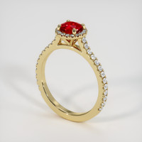 0.68 Ct. Ruby Ring, 14K Yellow Gold 2