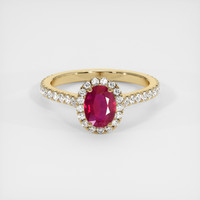 0.82 Ct. Ruby Ring, 14K Yellow Gold 1