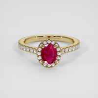 0.84 Ct. Pinkish Red Ruby Ring, 14K Yellow Gold 1