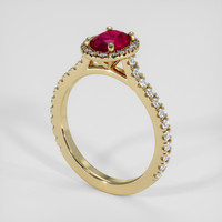 0.84 Ct. Pinkish Red Ruby Ring, 14K Yellow Gold 2