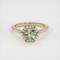 0.89 Ct. Green Sapphire Ring, 14K Yellow Gold 1