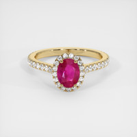 0.94 Ct. Ruby Ring, 18K Yellow Gold 1