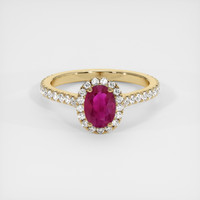 0.91 Ct. Ruby Ring, 18K Yellow Gold 1
