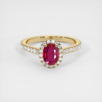 0.82 Ct. Ruby Ring, 18K Yellow Gold 1