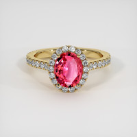 1.09 Ct. Reddish Pink Sapphire Ring, 18K Yellow Gold 1