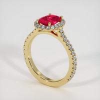 1.09 Ct. Reddish Pink Sapphire Ring, 18K Yellow Gold 2
