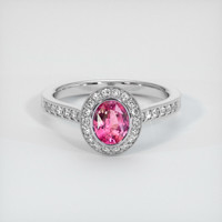 0.80 Ct. Reddish Pink Sapphire Ring, 14K White Gold 1