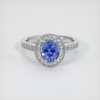 0.78 Ct. Blue Sapphire Ring, 18K White Gold 1