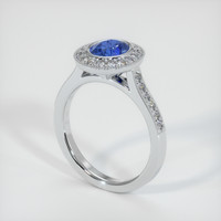 0.78 Ct. Blue Sapphire Ring, 18K White Gold 2