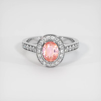 1.09 Ct. Padparadscha Sapphire Ring, 18K White Gold 1