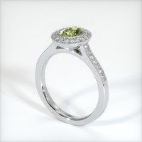 1.11 Ct. Yellowish Green Sapphire Ring, 18K White Gold 2
