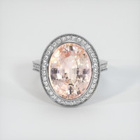 9.68 Ct. Peach Sapphire Ring, 18K White Gold 1