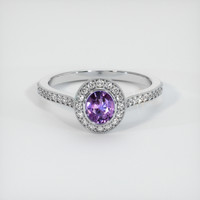 0.58 Ct. Purple Sapphire Ring, 18K White Gold 1