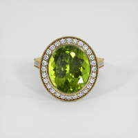 9.61 Ct. Yellowish Green Peridot Ring, 18K Yellow Gold 1