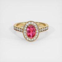 1.02 Ct. Reddish Pink Sapphire Ring, 18K Yellow Gold 1