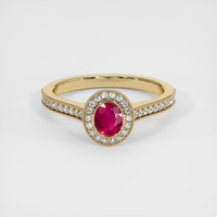 0.55 Ct. Ruby Ring, 18K Yellow Gold 1