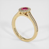 0.55 Ct. Ruby Ring, 18K Yellow Gold 2