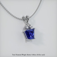 2.06 Ct. Blue Sapphire Pendant, 14K White Gold 2