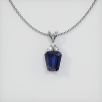 3.43 Ct. Blue Sapphire Pendant, 14K White Gold 1
