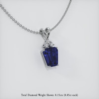 3.43 Ct. Blue Sapphire Pendant, 14K White Gold 2