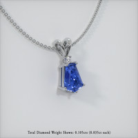 2.54 Ct. Blue Sapphire Pendant, 14K White Gold 2