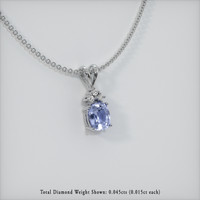 0.84 Ct. Sapphire Pendant, 14K White Gold 2