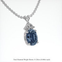 2.50 Ct. Greyish Blue Sapphire Pendant, 14K White Gold 2