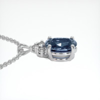 2.50 Ct. Greyish Blue Sapphire Pendant, 14K White Gold 3