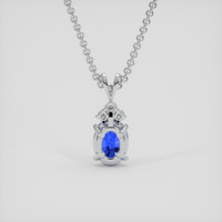 2.10 Ct. Blue Sapphire Pendant, 14K White Gold 4