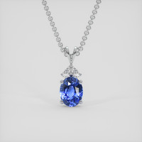 2.10 Ct. Blue Sapphire Pendant, 18K White Gold 1