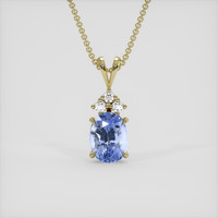 1.57 Ct. Blue Sapphire Pendant, 10K Yellow Gold 1