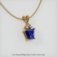 2.06 Ct. Blue Sapphire Pendant, 14K Yellow Gold 2