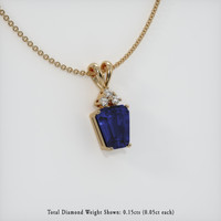 3.43 Ct. Blue Sapphire Pendant, 14K Yellow Gold 2