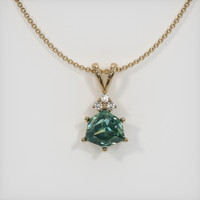 2.44 Ct. Bluish Green Sapphire Pendant, 14K Yellow Gold 1