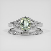 1.32 Ct. Yellowish Green Sapphire Ring, Platinum 950 1