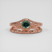 0.62 Ct. Bluish Green Sapphire Ring, 14K Rose Gold 1