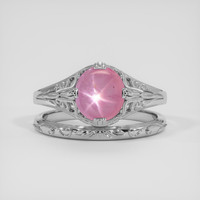 2.88 Ct. Reddish Pink Sapphire Ring, Silver 1