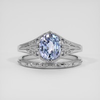 1.64 Ct. Blue Sapphire Ring, 10K White Gold 1