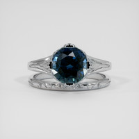 2.08 Ct. Greenish Blue Sapphire Ring, 14K White Gold 1
