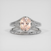 1.84 Ct. Peach Sapphire Ring, 18K White Gold 1