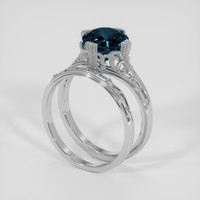 2.08 Ct. Greenish Blue Sapphire Ring, 18K White Gold 2