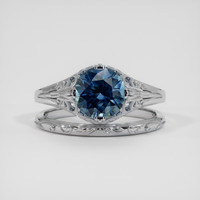 1.80 Ct. Greenish Blue Sapphire Ring, 18K White Gold 1