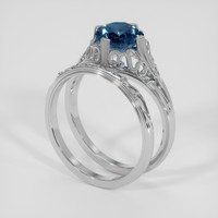 1.80 Ct. Greenish Blue Sapphire Ring, 18K White Gold 2