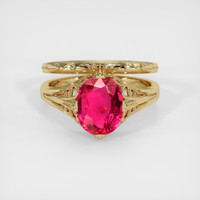 2.10 Ct. Purplish Red Ruby Ring, 10K Yellow Gold 1
