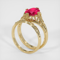 2.10 Ct. Purplish Red Ruby Ring, 10K Yellow Gold 2
