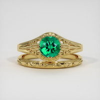 0.92 Ct. Emerald Ring, 18K Yellow Gold 1