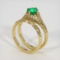 0.92 Ct. Emerald Ring, 18K Yellow Gold 2