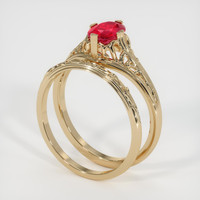 0.97 Ct. Ruby Ring, 18K Yellow Gold 2